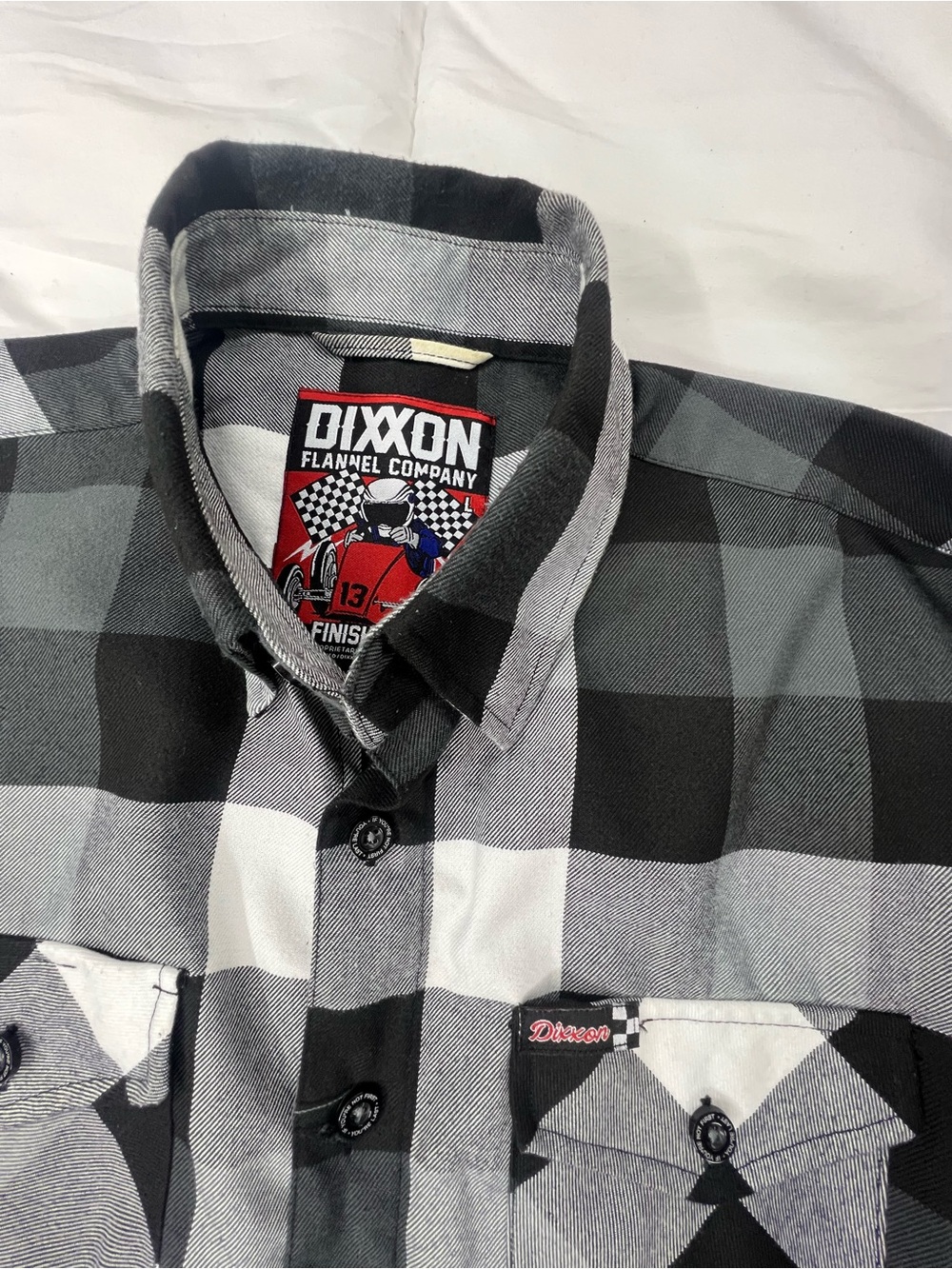 DIXXON Finish Line Black and Gray Buffalo Plaid Button-Down Shirt